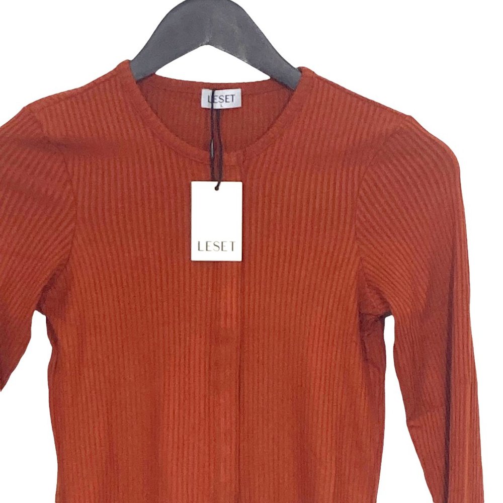 Leset Alex Long Sleeve Snap Down Top LT0404 Rust - Picture 2 of 5
